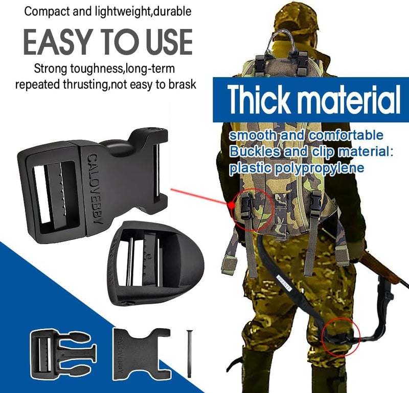 Deluxsa 1" Buckle Quick Side Release Buckle,Adjustable No Sewing Clip,Plastic Replacement for Nylon Webbing Straps,Backpack Pack Belt - Image 2